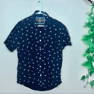 Mens San Francisco Work Shirt Lightning Bolt Navy Blue Dress Button Up Shirt